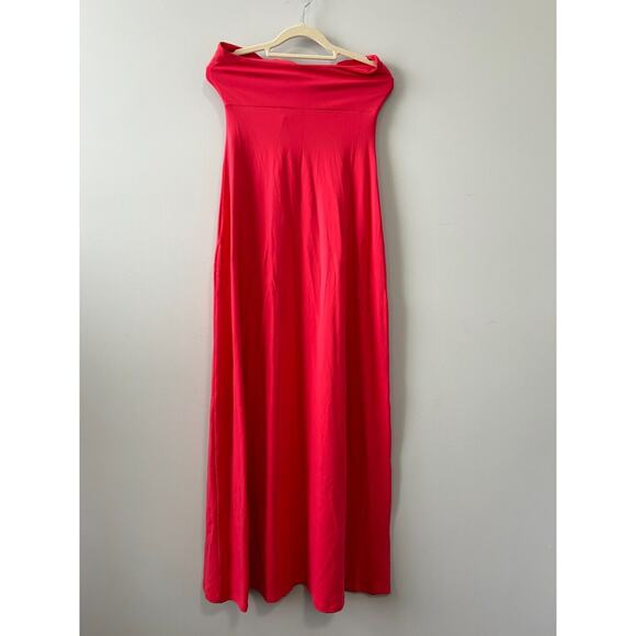 Susana Monaco Twist Front Strapless Maxi Dress Watermelon Size S‎ Side Split NWT - Picture 4 of 12